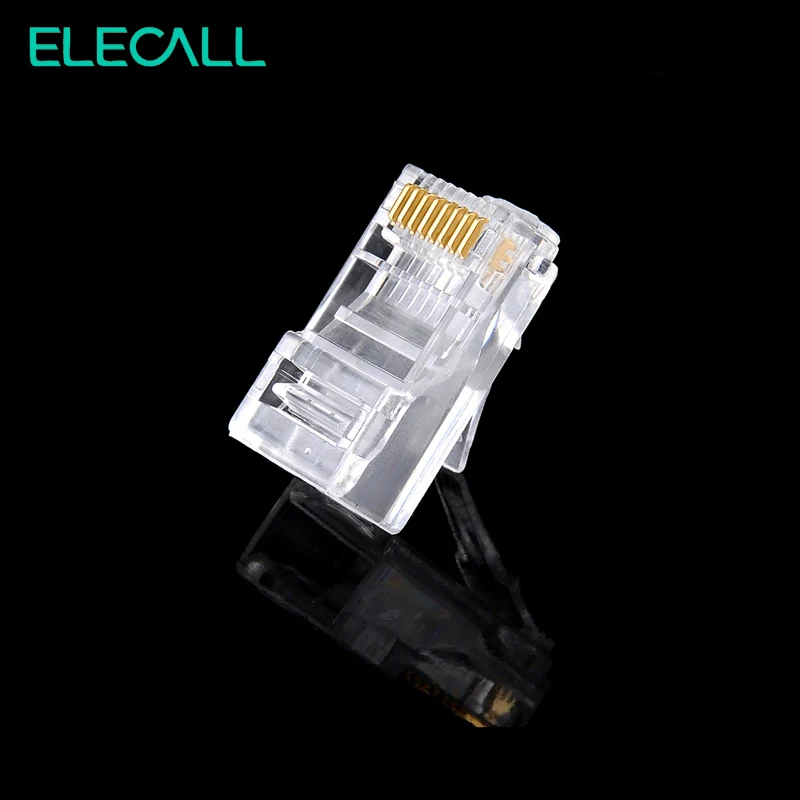 ELECALL100/200 шт 8 Pin RJ45 модульная розетка сетевой Ethernet Кристалл разъем RJ45 разъем адаптер