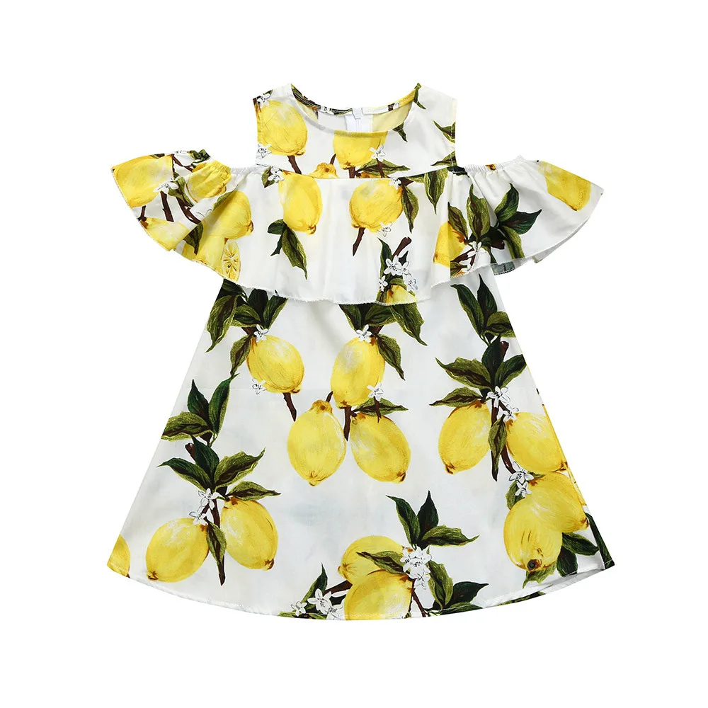 

CHAMSGEND Toddler Infant Baby Kids Girls Dress Lemon Print Ruffles Dresses Clothes Outfits apr18 P30 dorp shipping