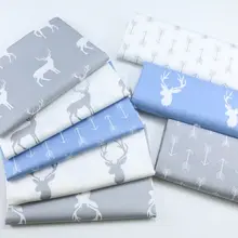 Серый розовый мультфильм олень стрела саржа хлопок ткань для DIY лоскутное шитье подушки детское платье постельные принадлежности украшения 50x50 см