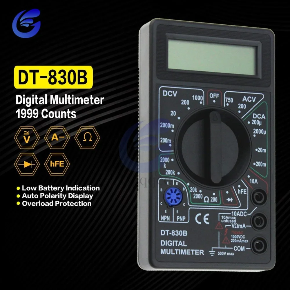 DT830B мини мультиметр ЖК цифровой для Вольт Ампер Ом тестер измеритель вольтметр