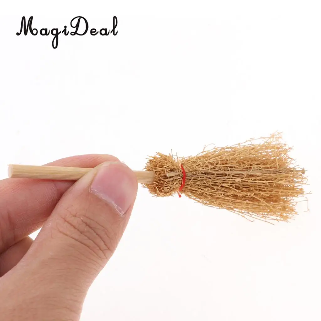 1/12 Doll House Decoration Accessories Mini Bamboo Broom Model Dollhouse Miniature Cleaning Tools Kit Pretend Play Toy 10 Pieces