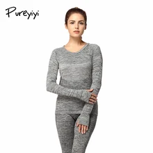 Jlzlshongle/длинный рукав, для йоги рубашка быстросохнущая Для женщин спортивная одежда Фитнес Спортивная быстросохнущая Спортивная Костюмы бег гимнастическая Экипировка