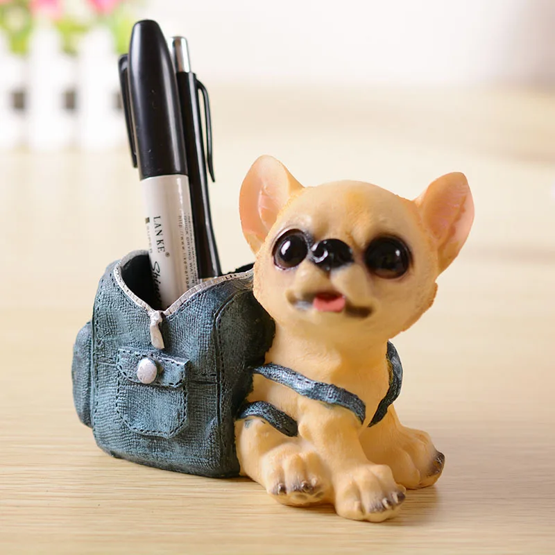Happy Puppy Dog Pen Holders Kids Toy Resin Crafts Pencil