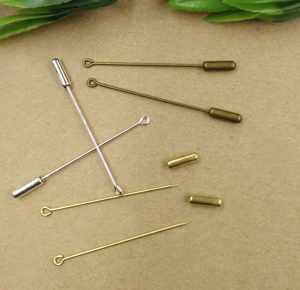 Brooch Pins Hat Pins with Stopper Eye Pins Metal Brooches Bases DIY
