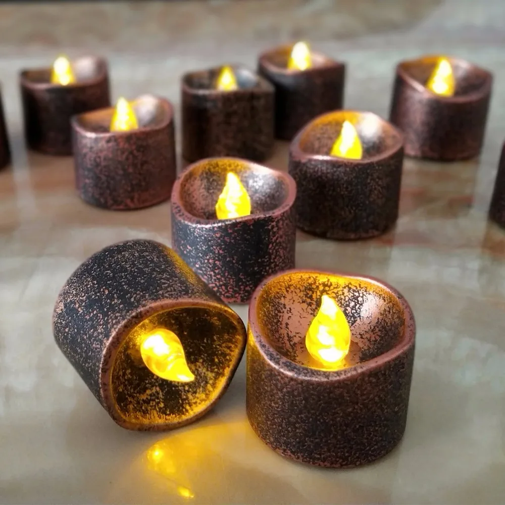Halloween 12Pcs Electric LED Tea Light Candles Flameless Battery
