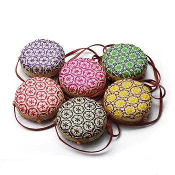 

Bali Hand-woven Bag Button Rattan Bag Wind Bohemia Beach Bag Fashion Printed Single Shoulder Bag Slant Bag