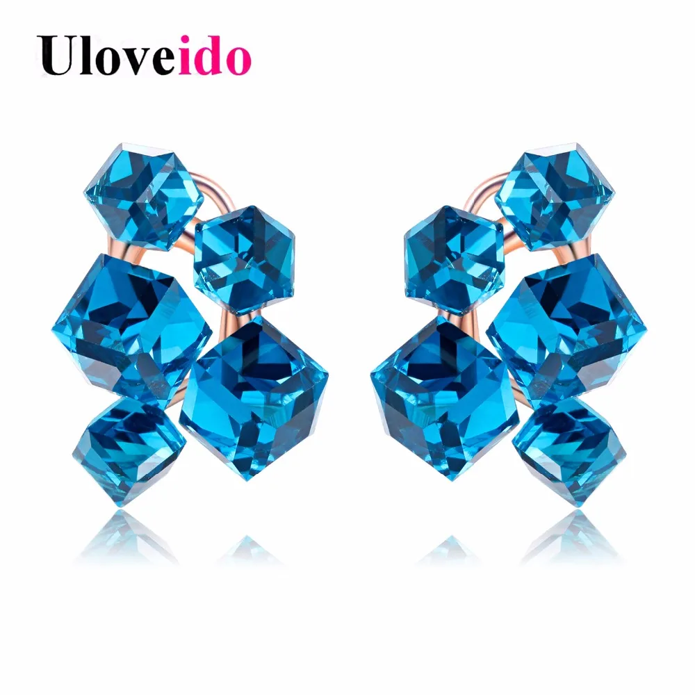 

15% Off Hot Sale Large Blue Crystal Flower Earrings In The Ears With Stones For Women Earring Orecchini Donna Bijouterie GR124