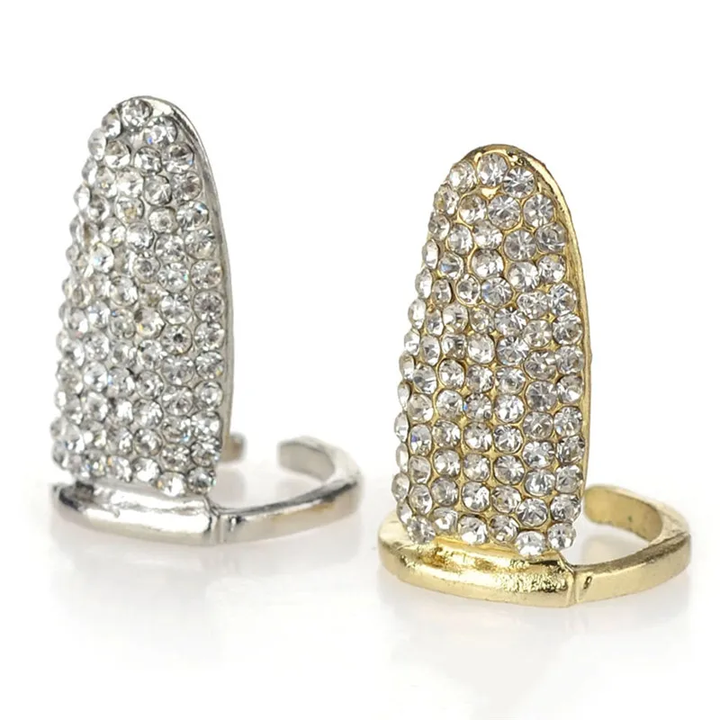 

2 Styles Sparkling Crown Fingernail Midi Art Finger Tip Ring Adjustable Crystal Nail Rings For Women Jewelry Accessories
