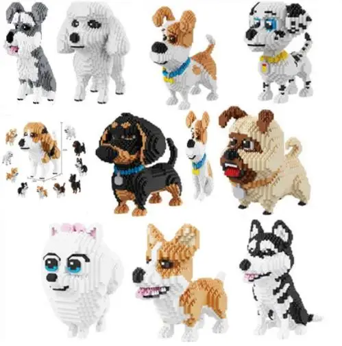 

Cartoon Dog Mini Diamond Education Building balody Block Poodle Dachshund Corgi Husky Pug Model Bricks Toy For Kids