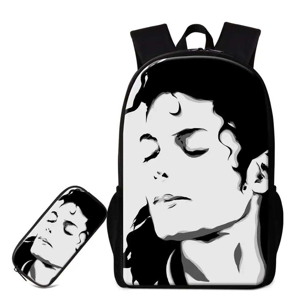 Индивидуальный Ваш образ 2 в 1 комплект модный ранец с пенал коробка сумки лучший Майкл Джексон печать на школьный рюкзак - Цвет: 9