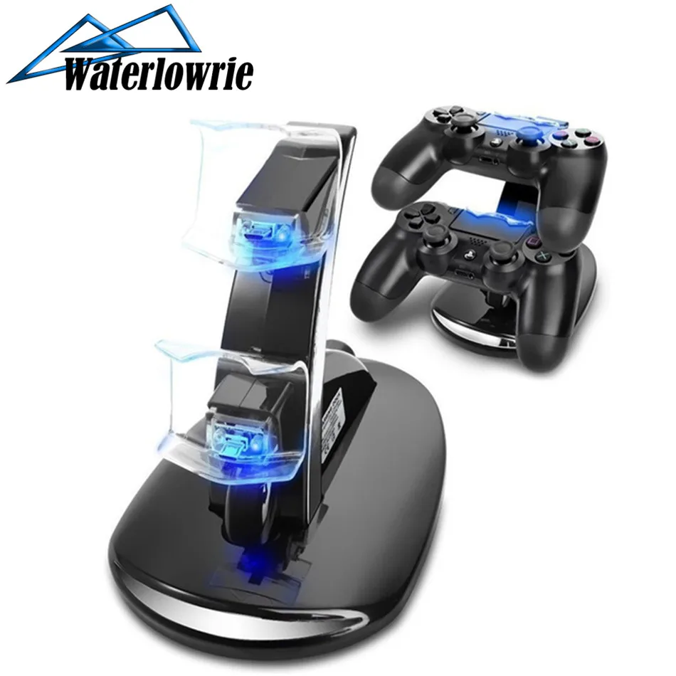 Waterlowrie Dual USB Gamepad зарядная станция для PS4 двойная ручка Charge для sony Игровые приставки 4 игровой контроллер Зарядное устройство