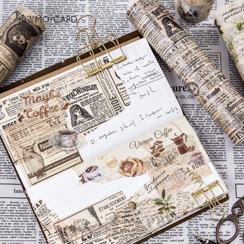 

20cm Wide Cute Retro Newspaper Coffee Plants Paper Decorative Washi Tape DIY Scrapbooking Masking Tape School Office Supply