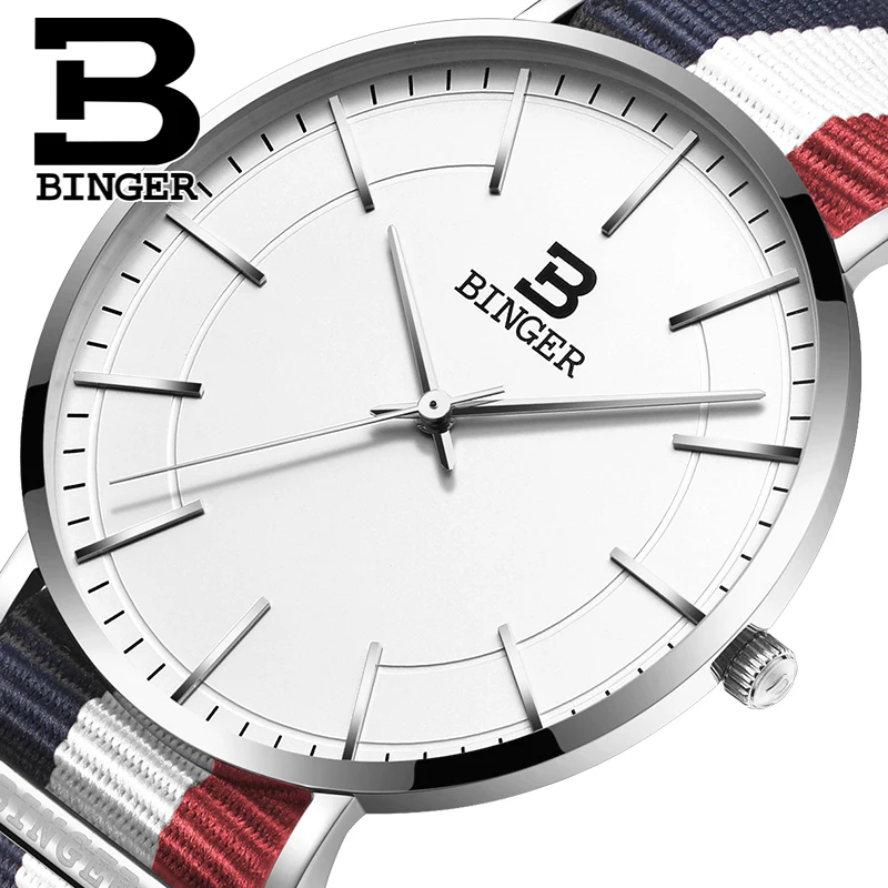 Switzerland BINGER men watches luxury brand ultrathin limited edition Waterproof lovers s quartz Wristwatches B 3050M