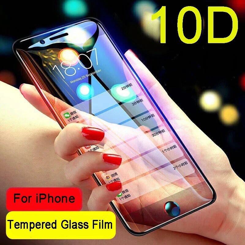 Защитное стекло 10D для iPhone 6 7 6S 8 plus X XS MAX XR iphone Защитная пленка экрана 8|Защитные