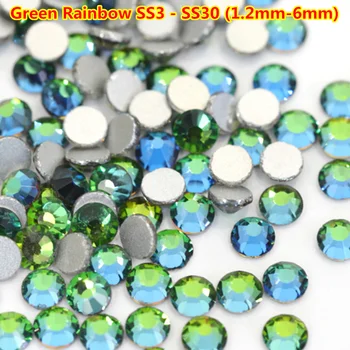 

2018 New Arrival Color Green Rainbow 1440pcs Non Hotfix Flatback Crystal Rhinestones Diamonds 3d Nail Art Jewelry Decorations