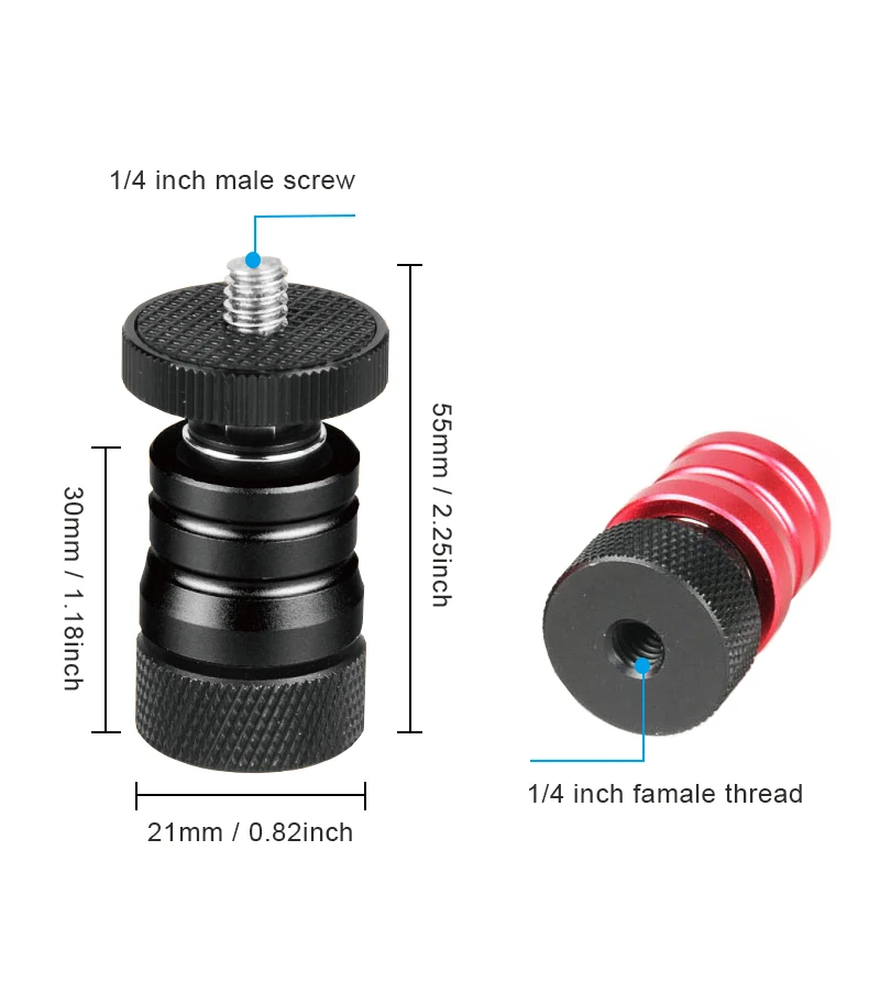 Mini Ball Head Ballhead Tripod with Detachable Plate 14 Thread to 14 Mount for Friction Magic Arm Monitor LED Light (4)