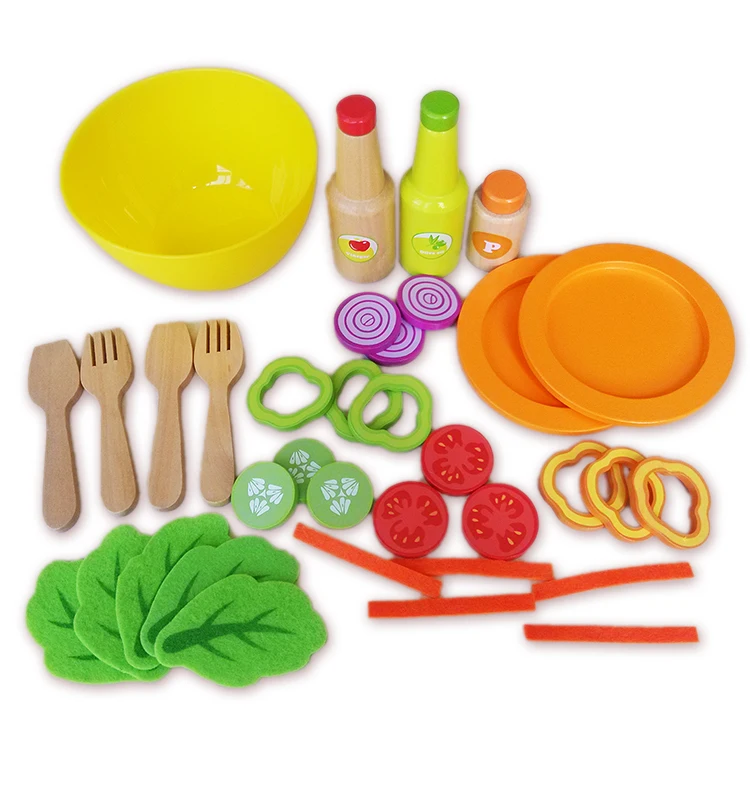 Children's wooden play house toys wooden fruit and vegetable salad