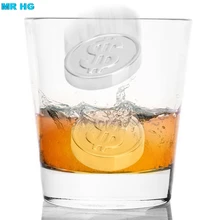 4 охладители вина из нержавеющей стали в форме монеты кубик льда камень для охлаждения виски охладитель охлаждения многоразовый физический замороженный и никогда не разбавляющий