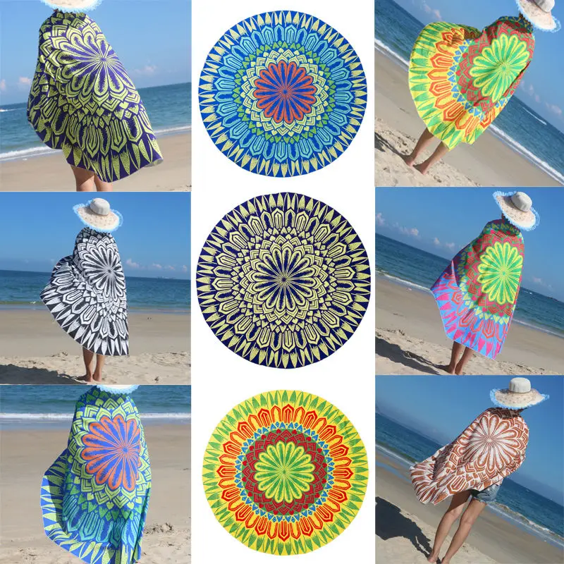 

2017 New Beach Swimming Rest Mat Round Mandala Tapestry Indian Hanging Beach Throw Towel Yoga Mat Multi Color Print Beach Mat