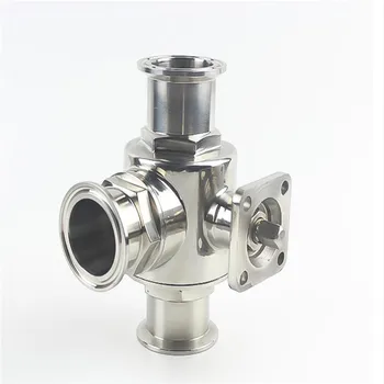 

Stainless steel three-way ball valve sanitary grade quick-fit clamp type bracket electric valve