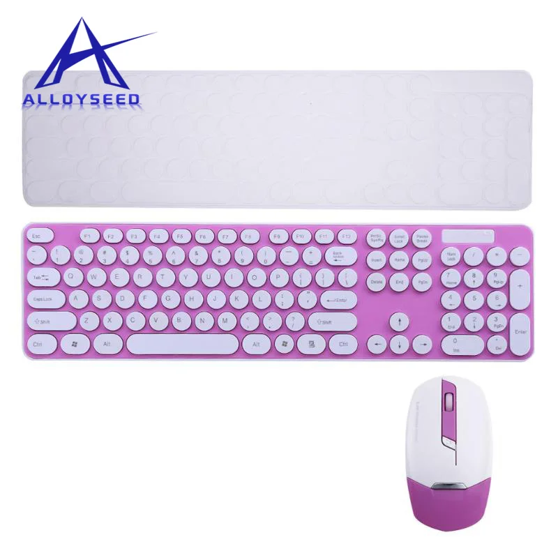 

2.4G Wireless Keyboard Mouse Combos With Colorful Round Chocolate Button For Notebook Laptop Computer Gaming