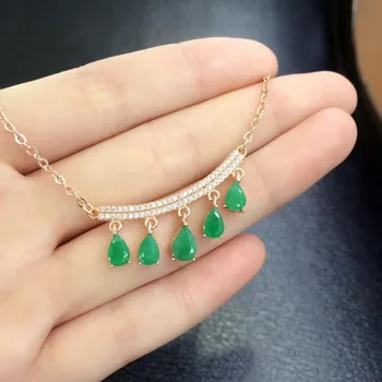 

Qi Xuan_Fashion Jewelry_Colombian Green Stone Fashion Necklaces_Rose Gold Color Pendant Necklaces_Factory Directly Sales