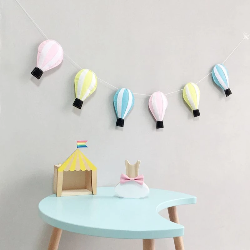 

Hot Air Balloon Rainbow Cloud Rain Decoration with Balls Baby Kids Tent Room Decor Accessory Wall Hanging Bumpers for Baby