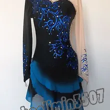 Катание платье конкурс для девочек мода темно-синий Для женщин Фигурное катание Платья для женщин для конкурса Высокое качество