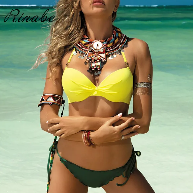 Cheap Rinabe Sexy Push Up Bikini 2019 Solid Swimsuit Female Bandeau Swimwear Women String Bikini Set Bathing Suit Lace Yellow Biquini Cheap Rinabe Sexy Push Up Bikini 2019 Solid Swimsuit Female Bandeau Swimwear Women String Bikini Set Bathing Suit Lace Yellow Biquini