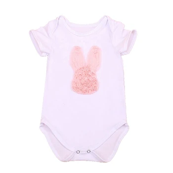 

Happy Easter Bunny Applique White Bodysuit Macacao Ropa Bebe Jumpsuit Body Baby Girl Bodysuits Girls Clothes Easter Outfits