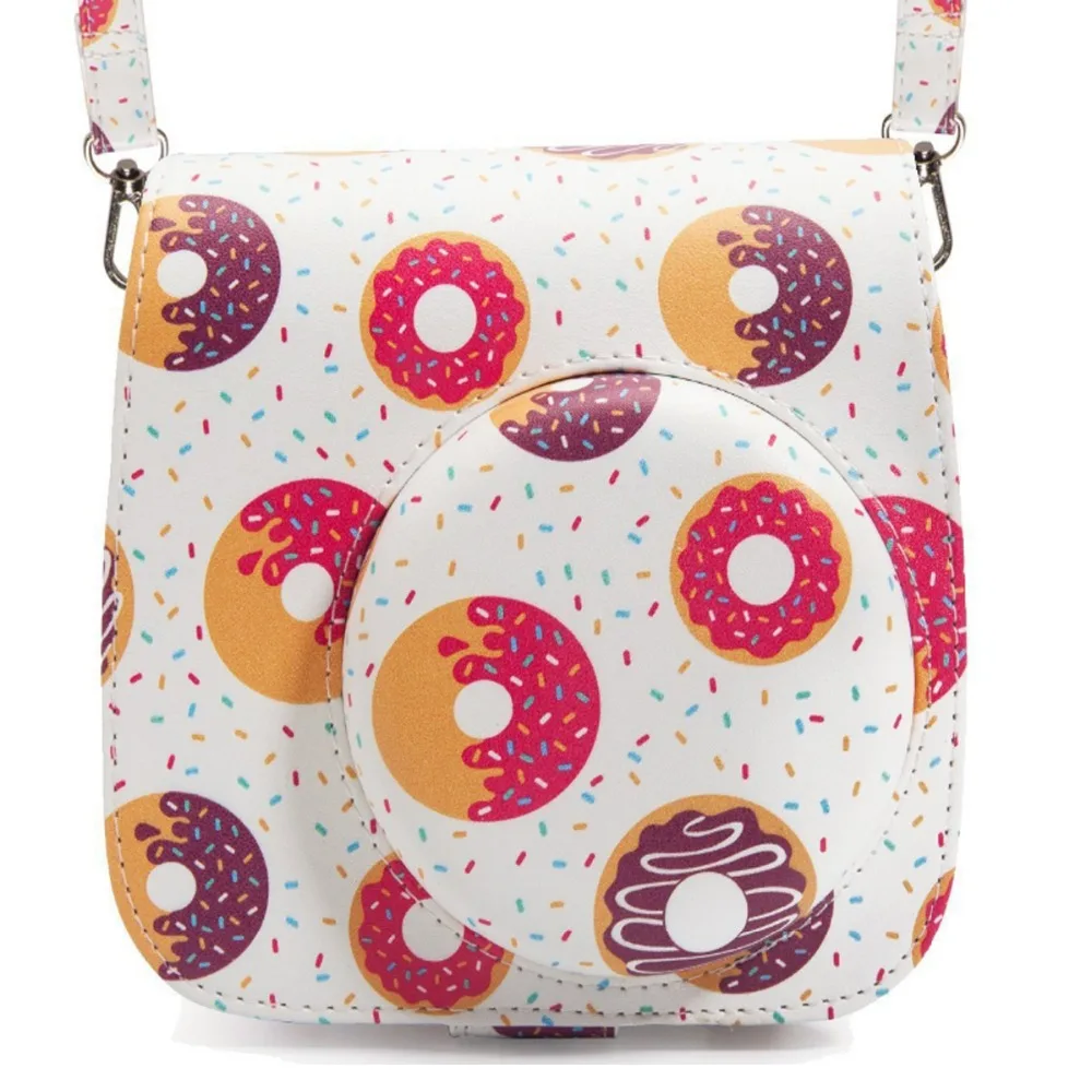 

Sweet Donut Case PU Pouch Camera Bags With Removable bag Strap Protector Cover For Fuji Instax Mini 8/8+/9 Instant Camera