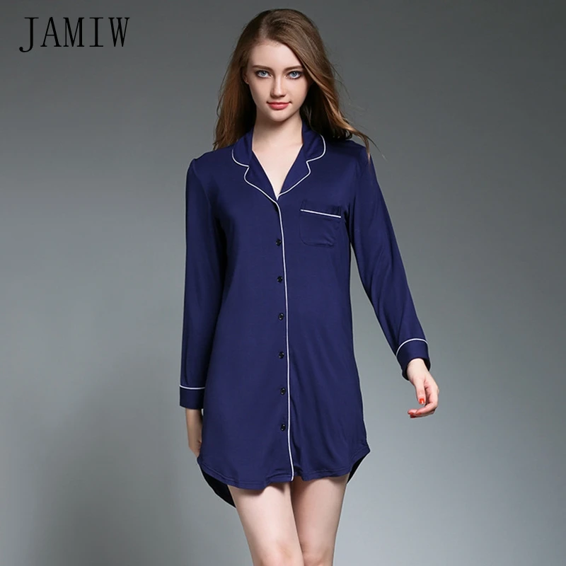 Women Nightwear Nightgowns Sexy Long Sleeve Modal Sleepwear Pijama Soft
