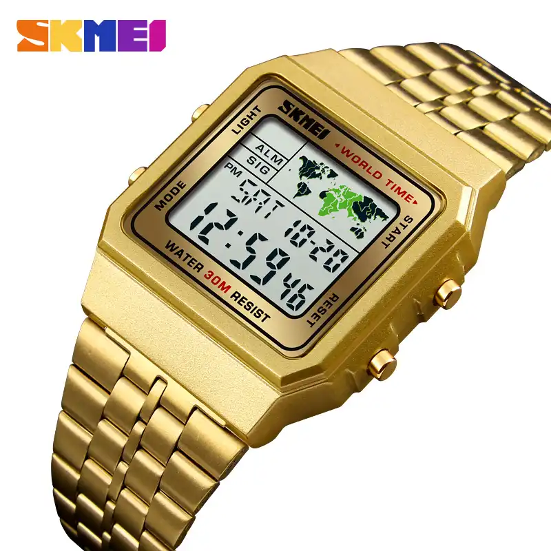 skmei gold digital watch