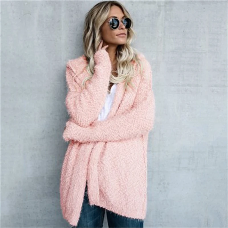 Winter Women Faux Fur Coat Long Sleeve Pink Fluffy Outerwear Warm Furry Female Jacket Coat Hairy Overcoat Fake Fur Coats D817