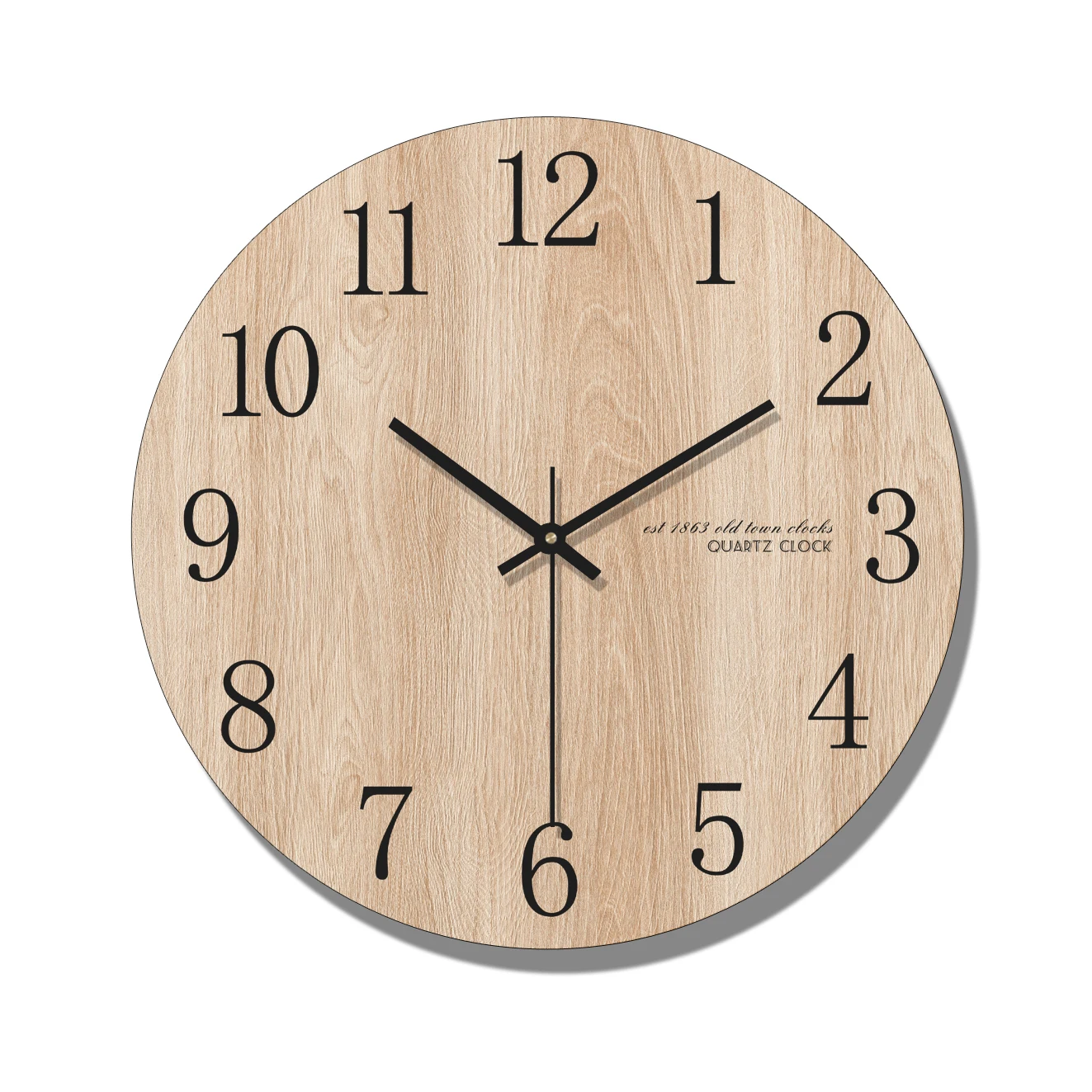 Numeral Design Round Wooden Wall Clock