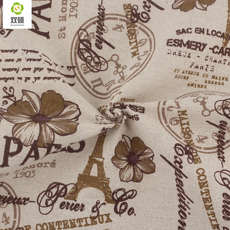 Aliexpress.com : Buy Coffee Color Pattern Cotton Linen Metre Fabric DIY