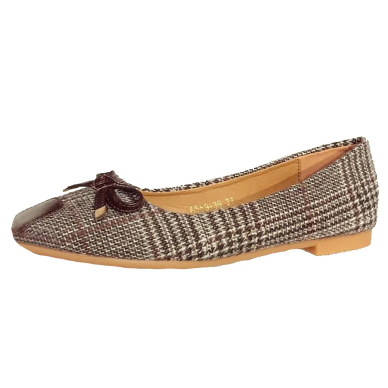 Confortable Femmes Nouvelle De Noir Appartements Plaid Marque Mode marron Taille Élégant Zh2825 Plus 41 Dames La Chaussures Doux IxfAw0fRq