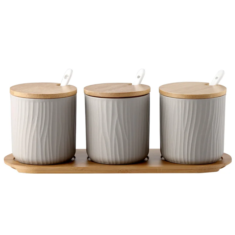 Nordic Household Ceramic Spice Rack Salt and Pepper Seasoning Jar Kitchen Storage Bottle Set Combination