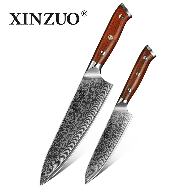  XINZUO 2 PCS Kitchen Knives Sets Japanese Damascus Steel Kitchen Knife Sharp Gyuto Chef Utility Coo - 32793914418