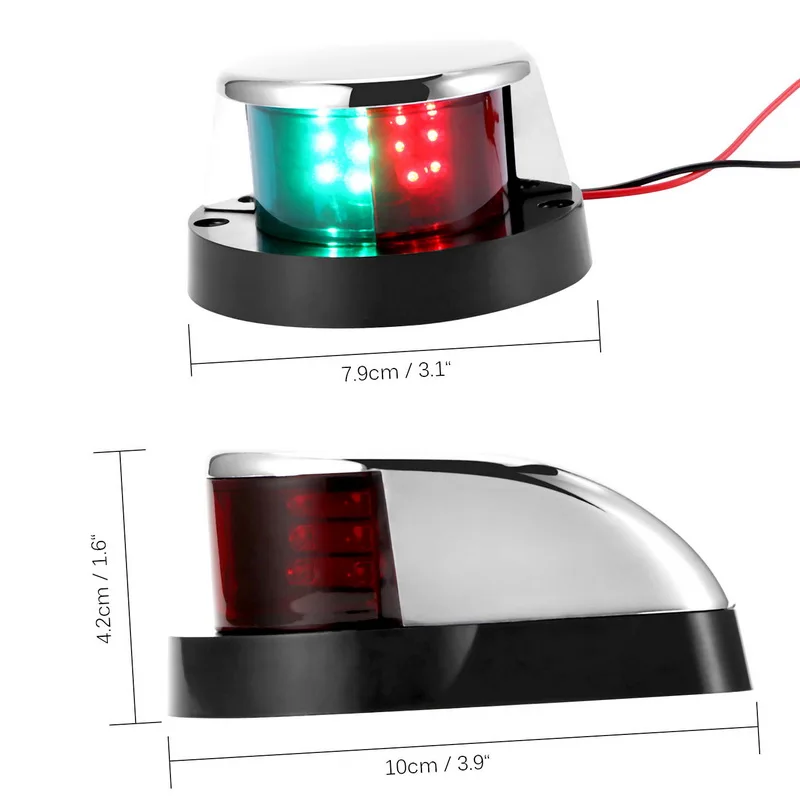 Двухцветная лампа 1 шт. светодиодный навигационный светильник из цинкового сплава, красный зеленый для лодки, морской яхты, боковой светильник в форме банта