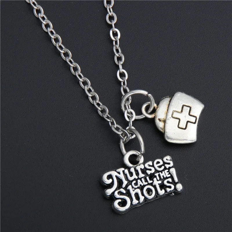 Buy 1pc Silver Necklace "Nurses Call The Shots" Charms