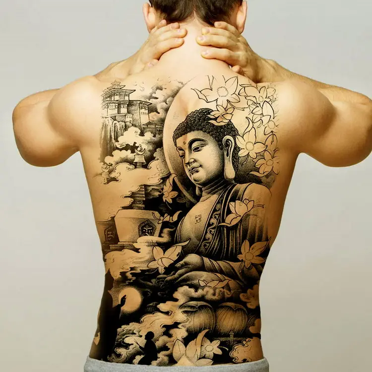 Временные татуировки для мужчин, временные китайские татуировки, я ваш герой, большая спина, водные татуировки для мальчиков, боди-арт тату, поддельные - Цвет: X86