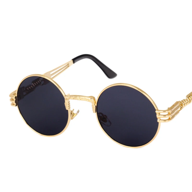 

10 color Luxury Metal Goggles Sunglasses Men Round Sunglass Steampunk Glasses Vintage Retro Lentes Oculos of Male