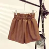 2022 Autumn  New Korean Style Female Sexy Leather Shorts High Waist Loose Wide Leg Short Femme Elastic Waist Belt Free Shipping ► Photo 3/5