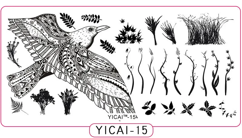 Пластины для стемпинга ногтей yicai, spv, dieshan, штамповочные лаковые пластины для рукоделия, маникюрные шаблоны, трафареты, инструменты для полировки, 1 шт - Цвет: yicai15