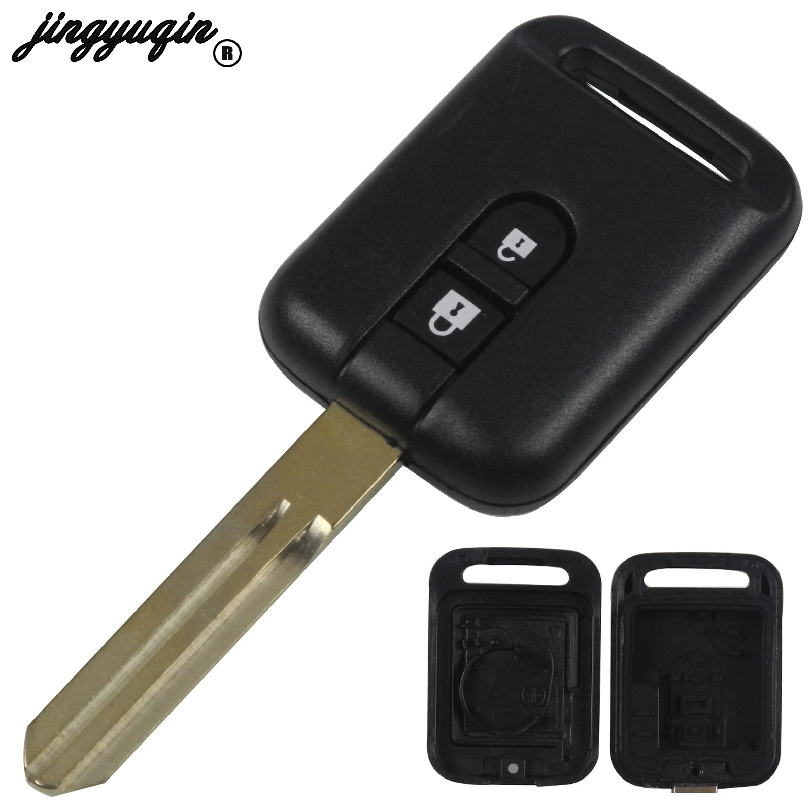 

jingyuqin 2 Buttons Remote Fob Replacement Car Key Shell Case Cover Housing Keyless Entry For Qashqai Nissan Micra Navara