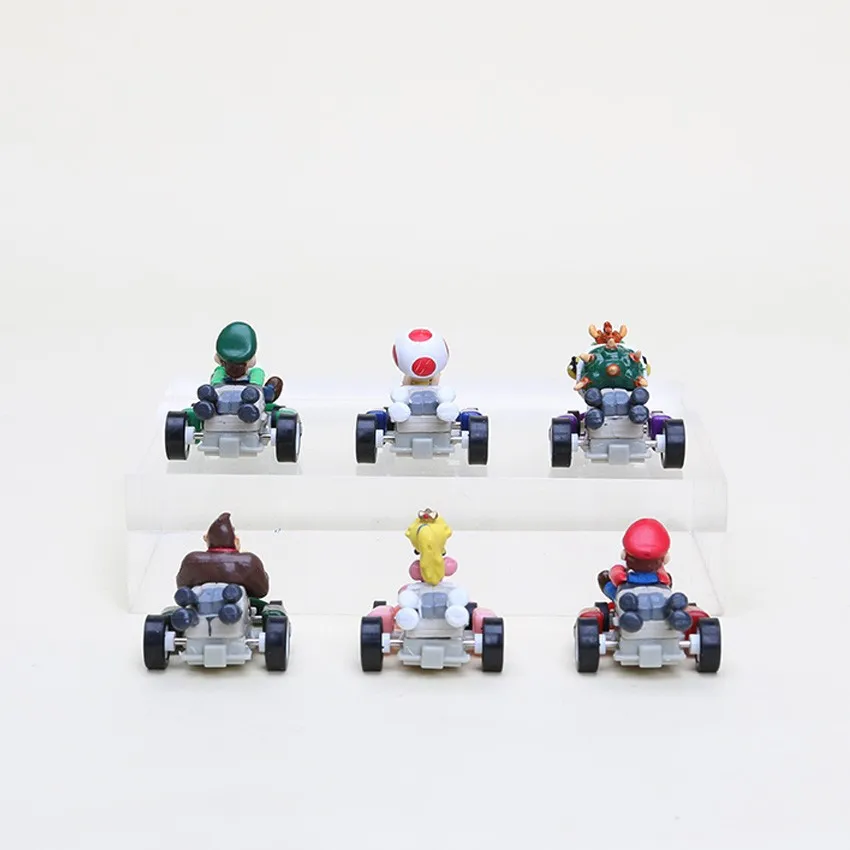 6 шт./компл. Super Mario Bros Kart Pull Back ПВХ Фигурки игрушки куклы, Классические игрушки