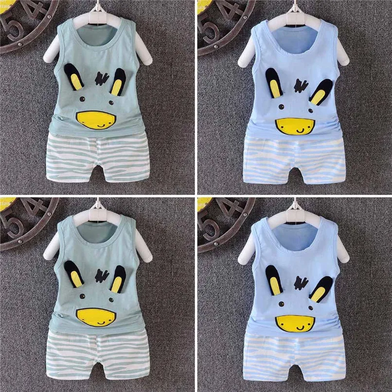 

Summer Baby Sets Girl Toddler Baby Girls Boys Sleeveless Cartoon Horse Print Vest Tops+Shorts Outfits Set Baby Clothes M8Y22