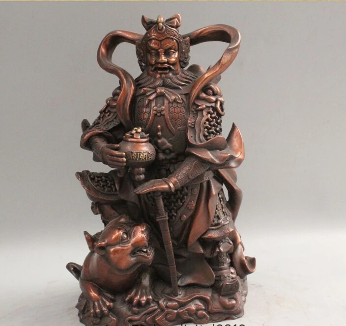 

10"Chinese Folk Bronze Mammon Money Wealth God Tiger Yuan Bao Statue Sculpture