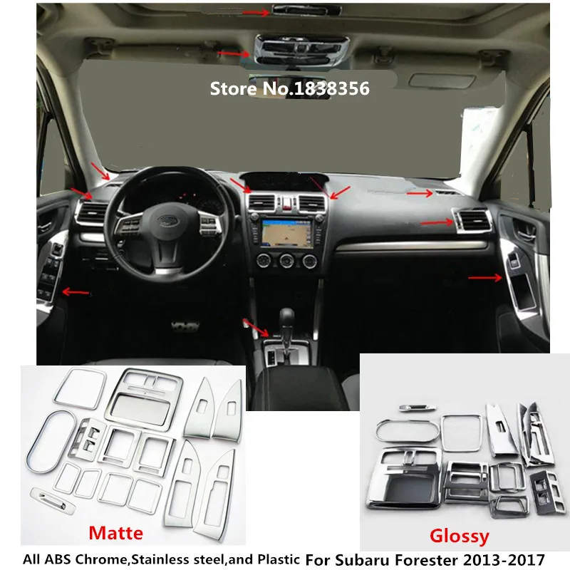 

Car head light Switch handle bowl vent outlet read air condition panel Control trim frame 16pcs For Subaru Forester 2013-2017
